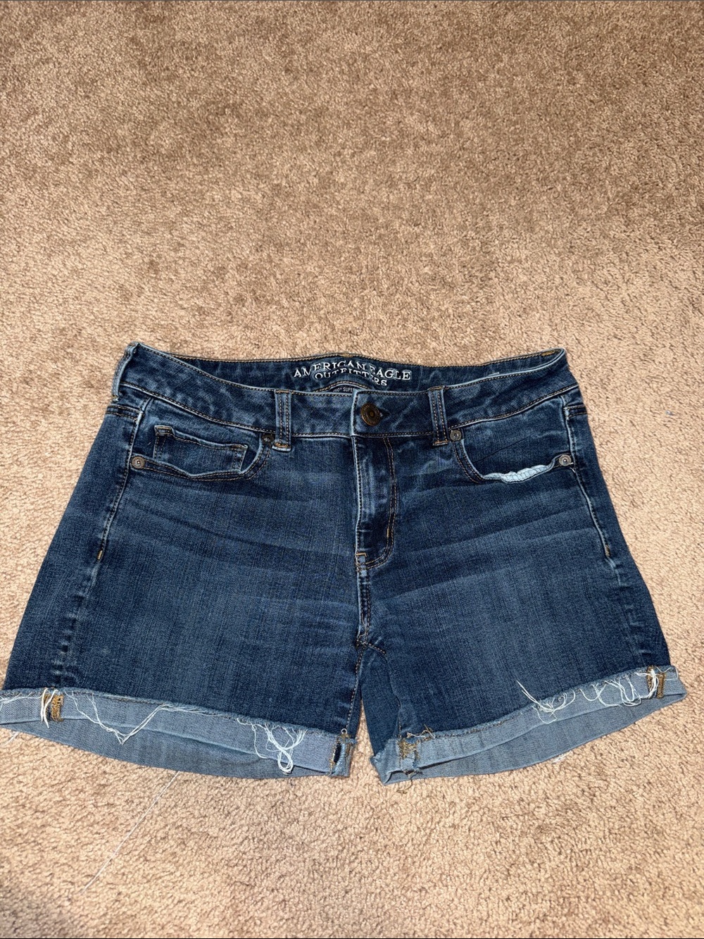 American Eagle Outfitters Blue Rolled Hem Denim Shorts - 10 Midi